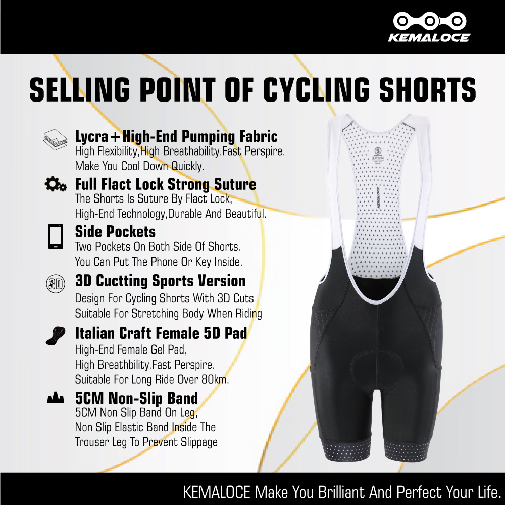 KEMALOCE-Cuissard à bretelles  - Padded Cycling Shorts 5D Gel avis et prix